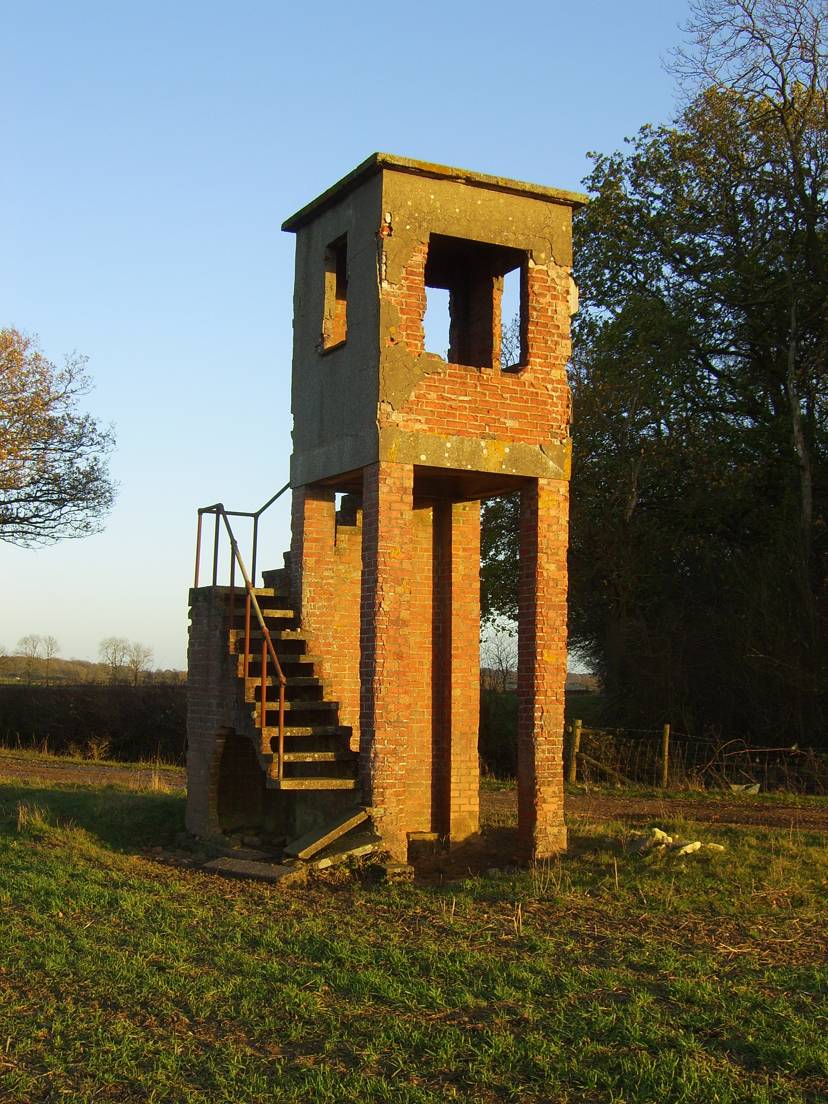 Photo of Second World War observation tower at bombing range in Biddlesden