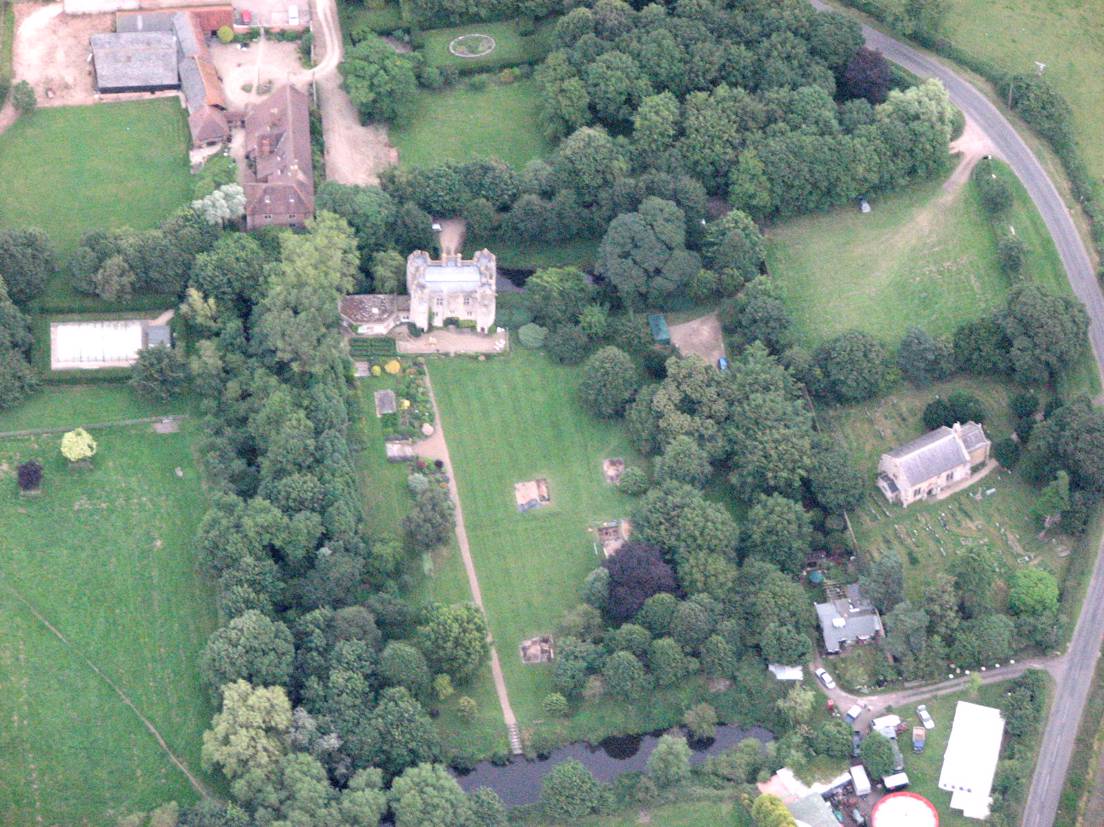 Aerial photo of excavations to locate medieval manor house at Boarstall