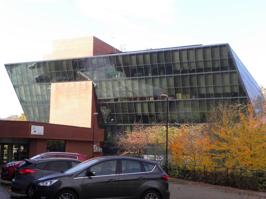 Photo of a modern building in Aylesbury known as the Blue Leanie 