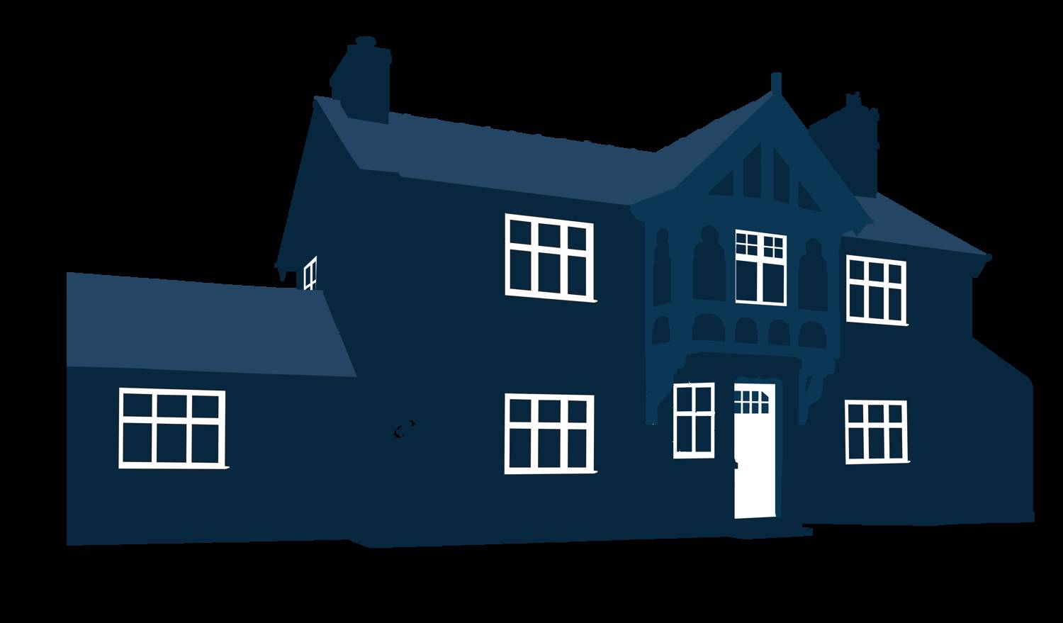 An image of The Bull public house in Shocklach altered so it appears in silhouette 